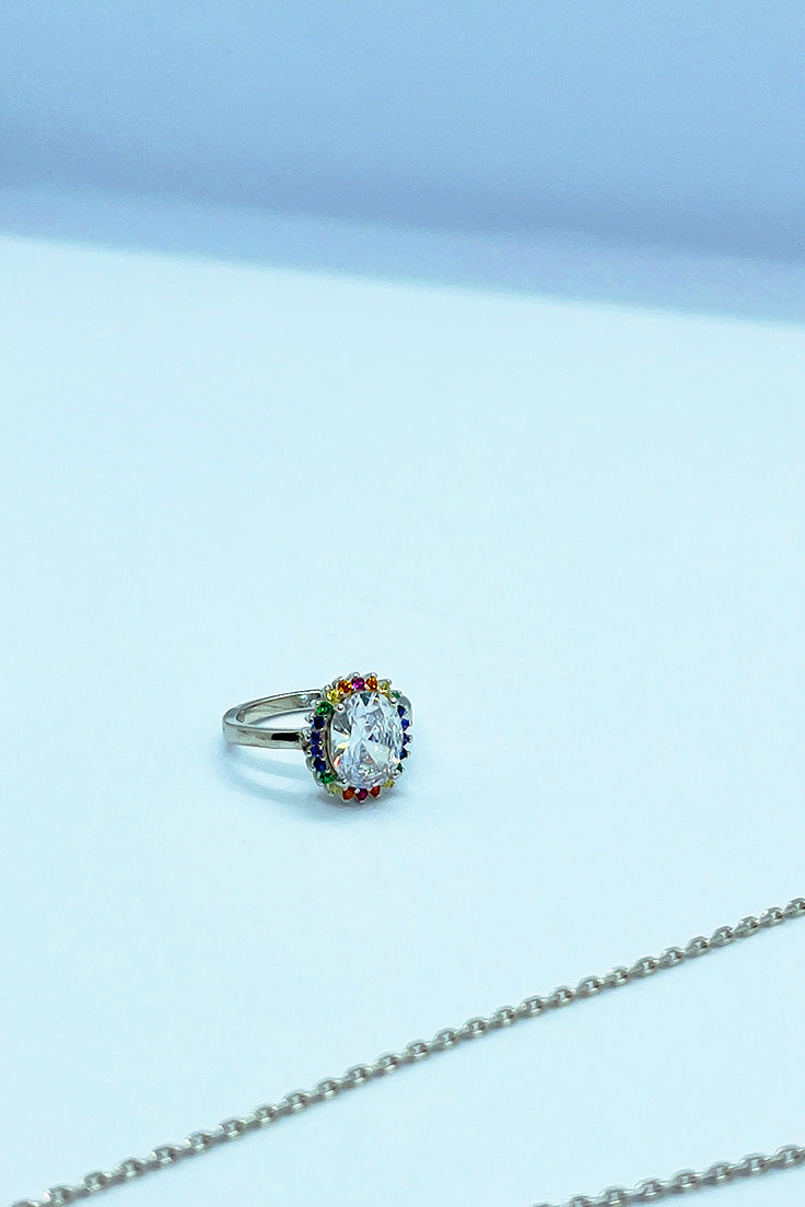 Silver with colorful stones set