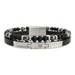 Tommy Hilfiger Men's Double Layer Leather & Beaded Stainless Steel Bracelet