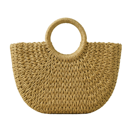 Minimalist Half-Moon Woven Straw Bag | Premium Natural Straw