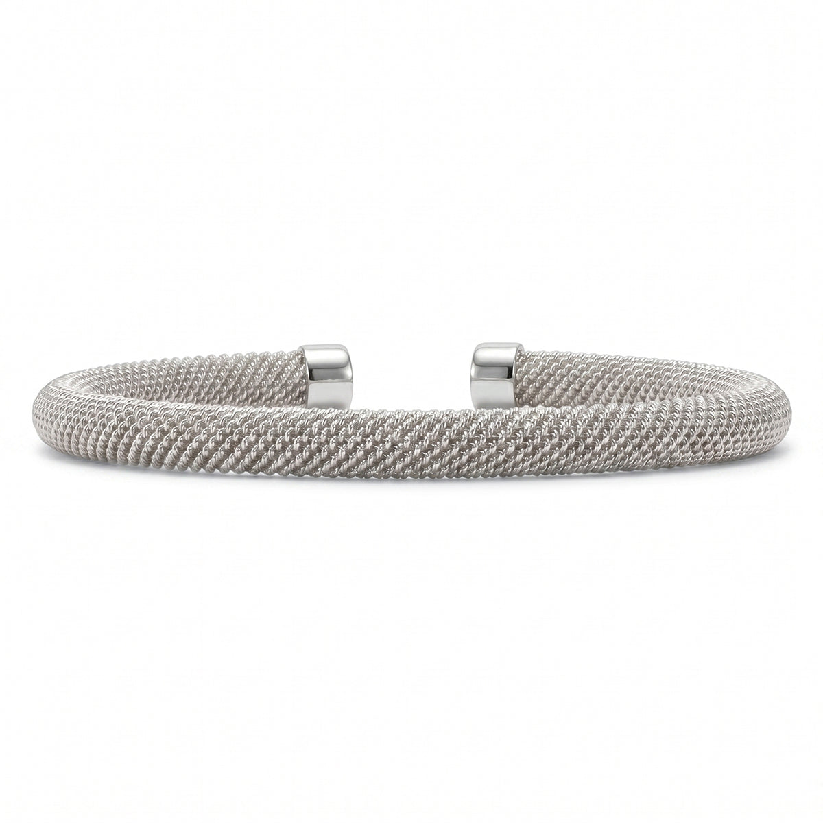 Men's Silver Stainless Steel Wire Cuff Bracelet | Flexible Size