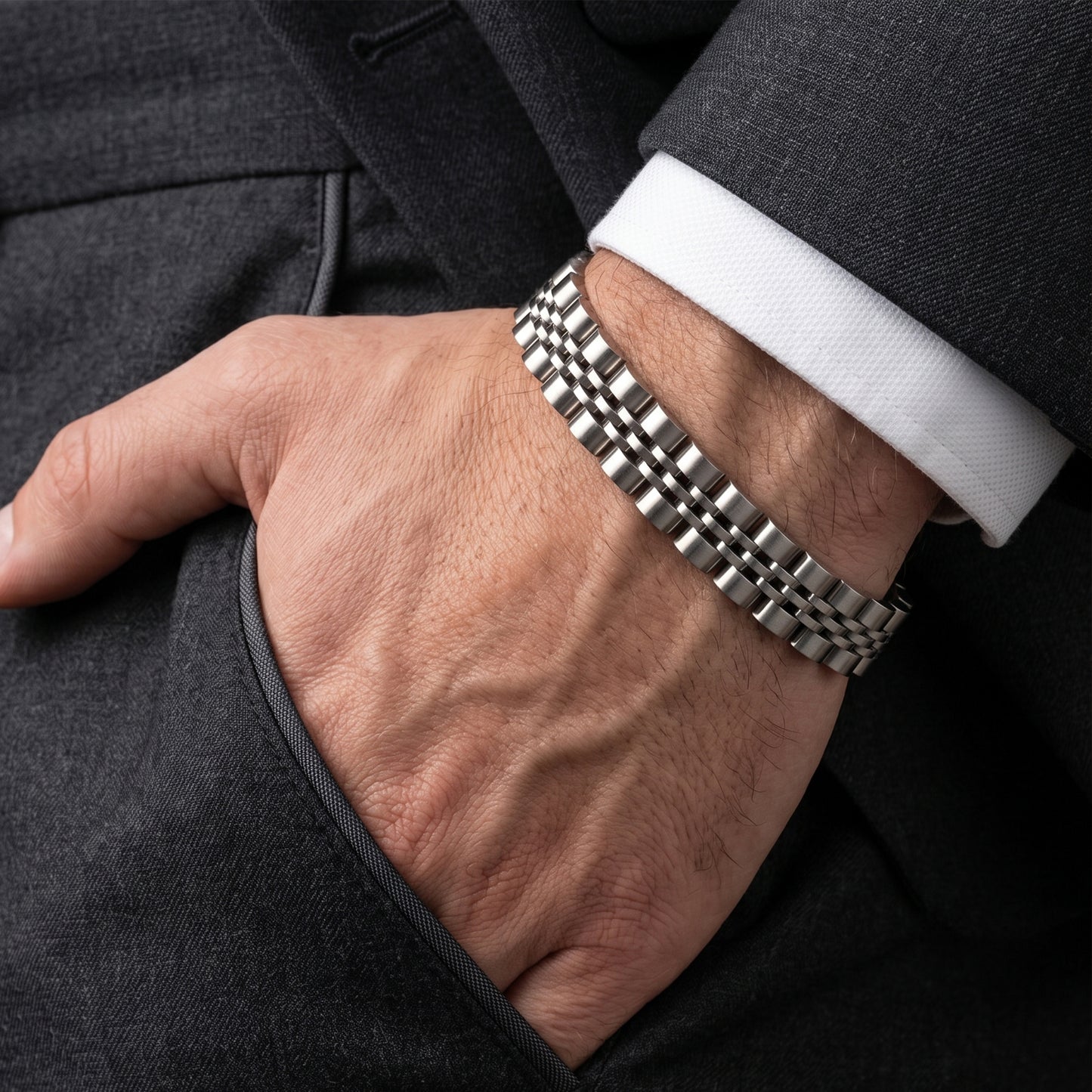 سوار هوغو بوس للرجال من الجلد الأزرق