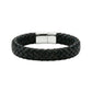 Genuine Leather Men's bracelet Black Color Silver Lock