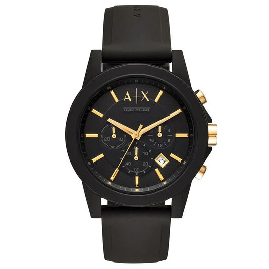 Men's watch Chronograph Black Silicone strap Watch | AX7105