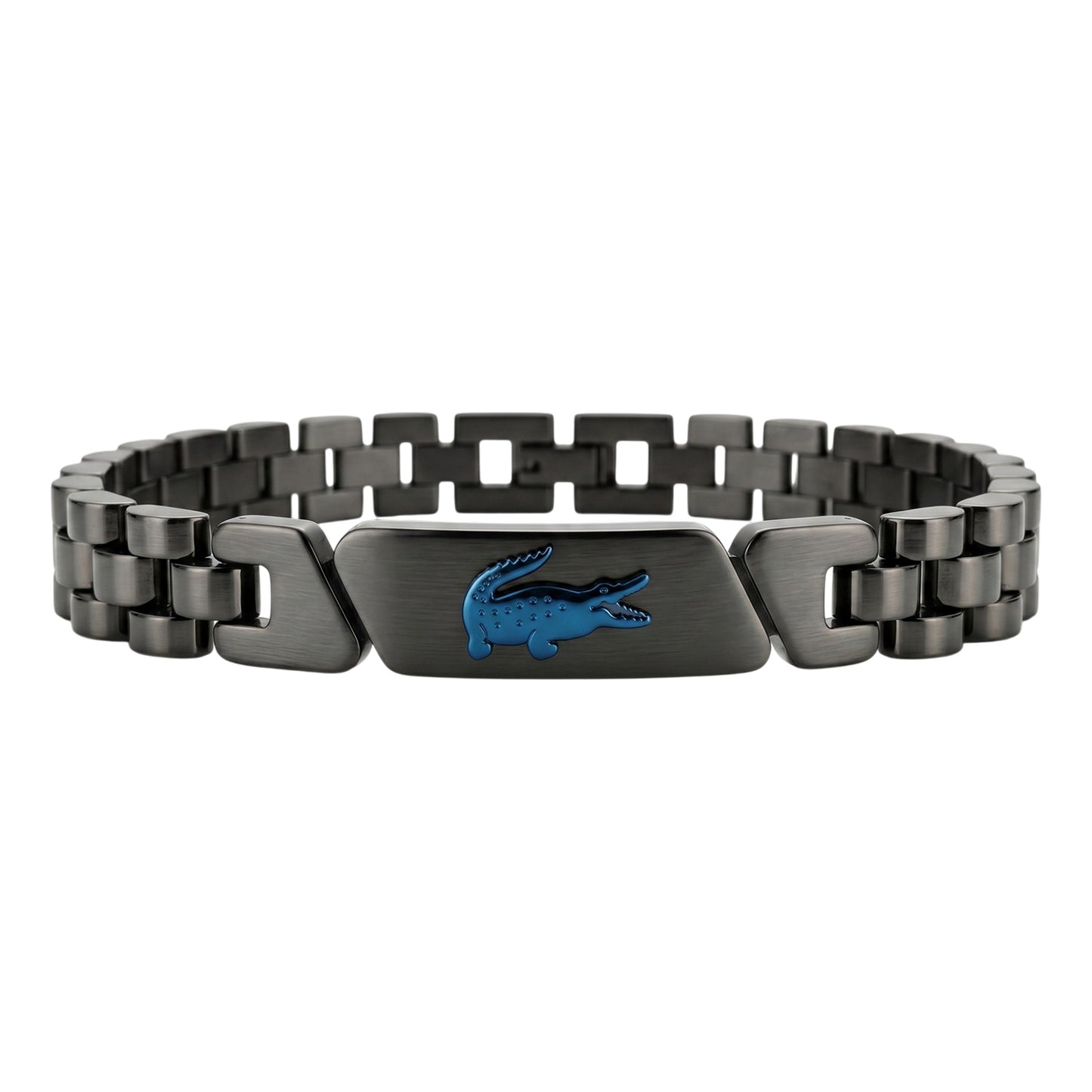 Lacoste Men's Gunmetal Stainless Steel Adjustable Link Bracelet