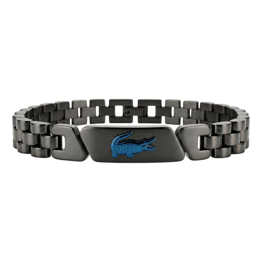 Lacoste Men's Gunmetal Stainless Steel Adjustable Link Bracelet
