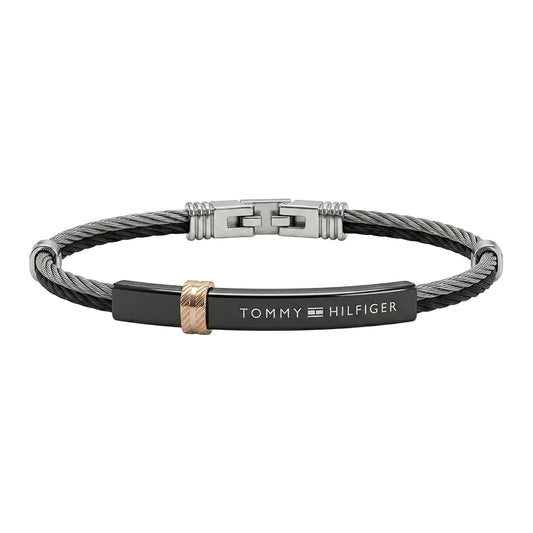 Men's Tommy Hilfiger Two-Tone Cable Wire Bracelet | Adjustable Size