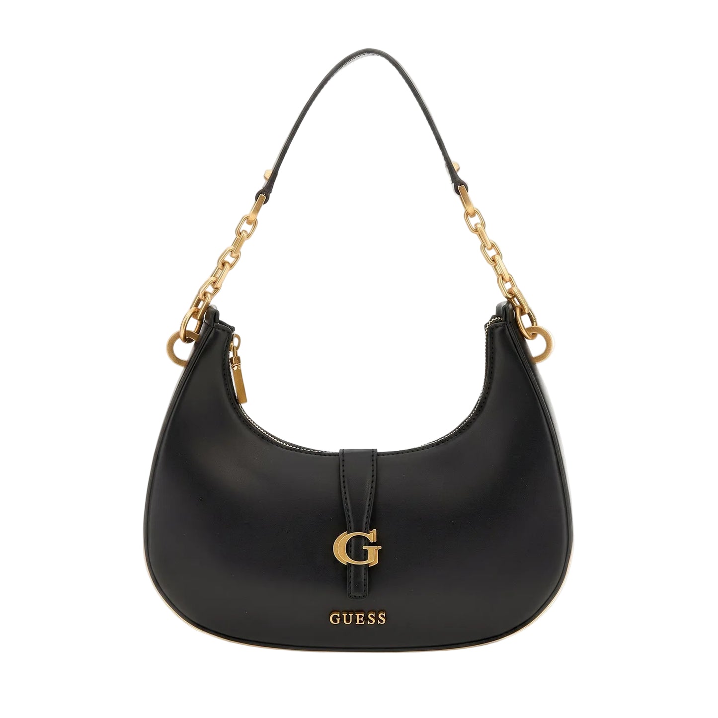 Authentic GUESS Black Hobo Shoulder Bag - Gold Chain & G Logo