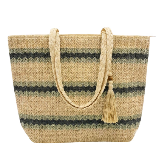 Large Woven Straw Summer Beach Tote Bag with Tassel