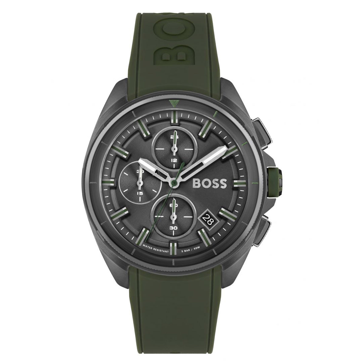 BOSS Men's Volane Grey Dial Watch Green strap | 1513952