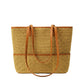 Classic Woven Straw Tote Bag | Genuine Leather Trim & Handles