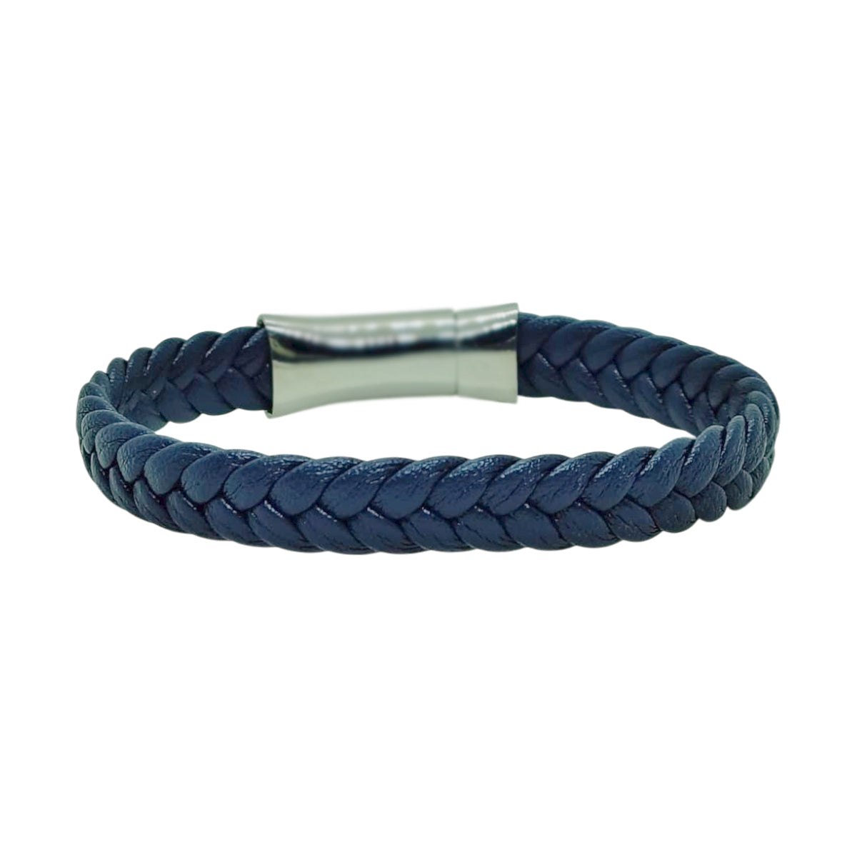 Cobalt Blue Braided Leather Men Bracelet