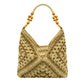 Boho Woven Straw Hobo Bag | Wooden Bead Handle