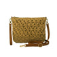 Woven Floral Straw Cross body Bag | Genuine Leather Strap