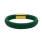 Genuine Leather Men's bracelet Green Color White Stitching