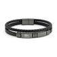 Lacoste Men's Double Layer Black Braided Leather Bracelet
