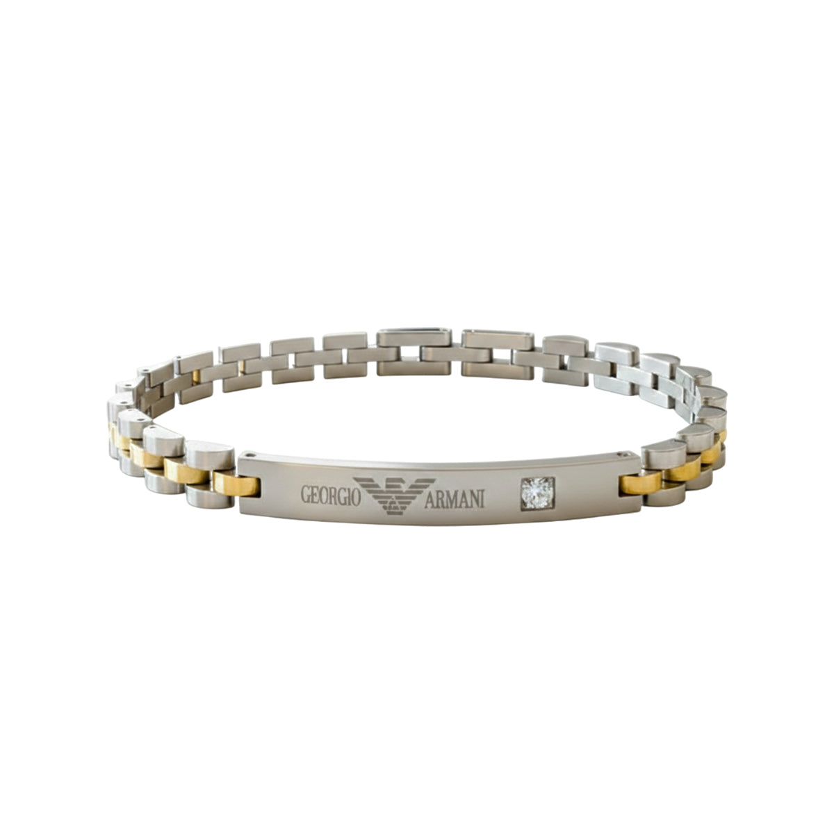 Giorgio Armani Silver & Gold Bracelet with Crystal Accent