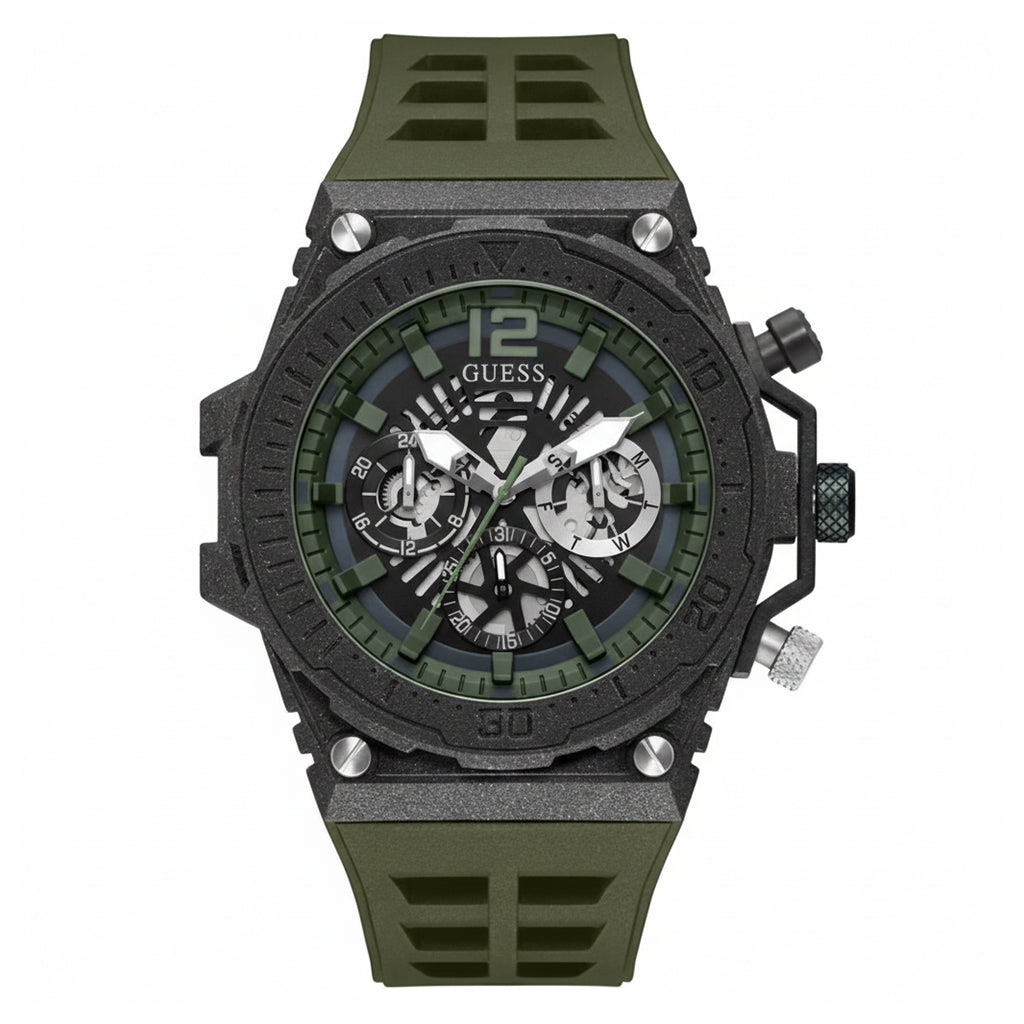 Guess Exposure Chronograph Green Strap Men's Watch | GW0325G2