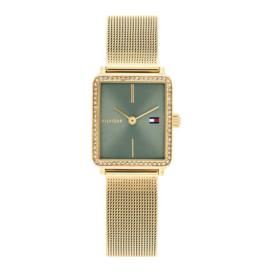 Tommy Hilfiger Rectangular Women's Gold & Green Dial Watch | 1782791