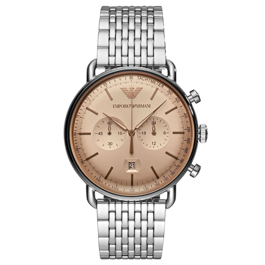 Men's wristwatch multifunction with Beige dial and stainless steel strap | AR11239