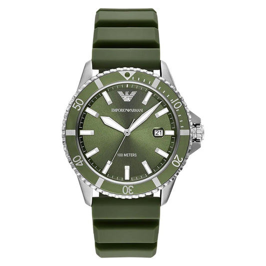 Emporio Armani Rubber Strap Olive Dial Men's Watch | AR11638