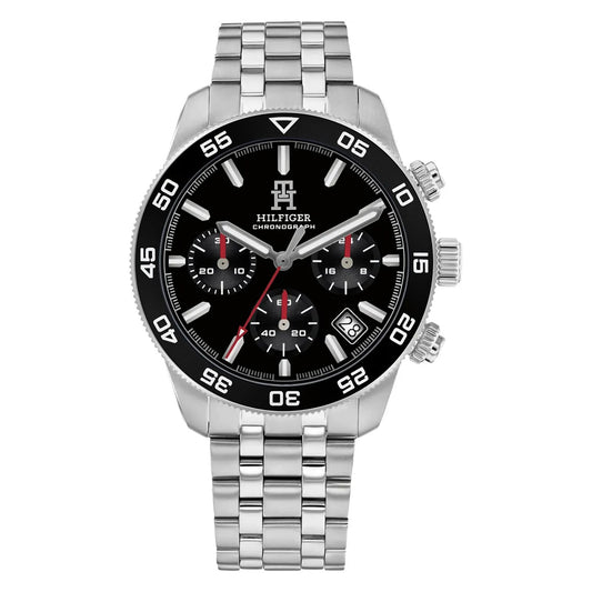 Tommy Hilfiger Men's TH85 Chronograph Watch | Black Dial & Silver Steel 1792156