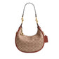 Authentic Coach Signature Canvas Crescent Shoulder Bag | Tan & Rust