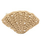 Pearl Embellished Crossbody Woven Straw Fan Clutch Bag