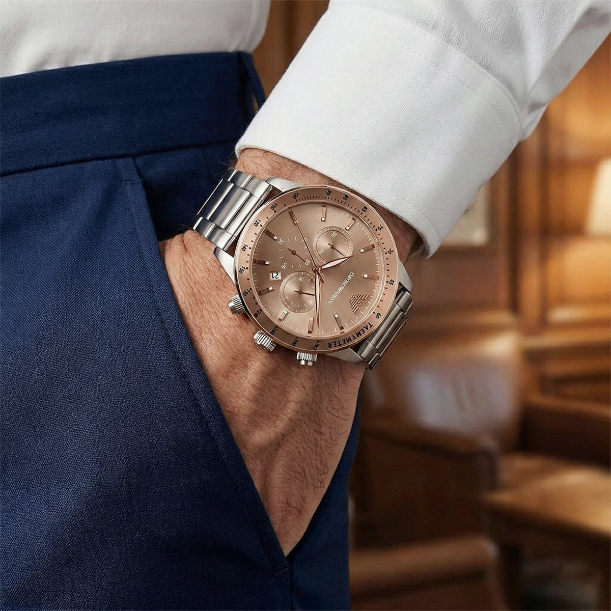 Emporio Armani steel Aviator Chronograph Men's Watch | AR11352