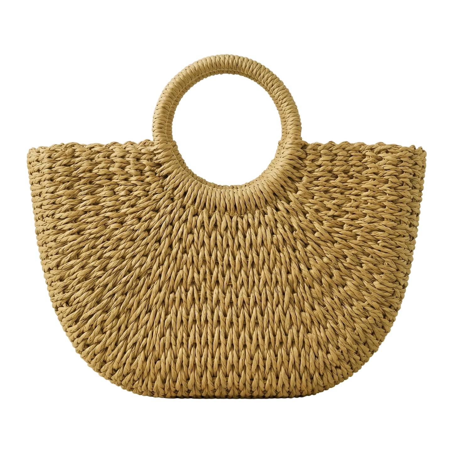 Minimalist Half-Moon Woven Straw Bag | Premium Natural Straw