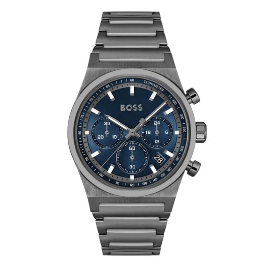 Boss Chronograph Men's Watch Blue Dial & Grey Band | 1514223