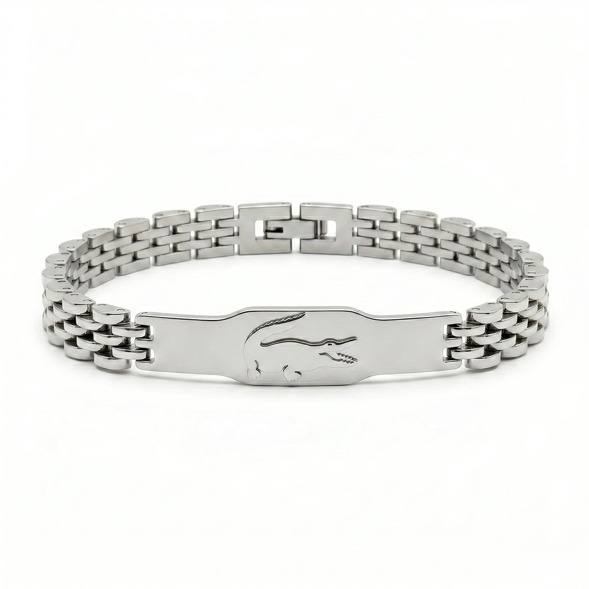 Men's Lacoste Silver-Tone Stainless Steel Bracelet | Adjustable Size