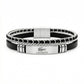 Men's Lacoste Layered Leather & Woven Chain Bracelet