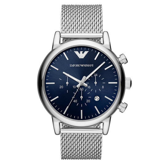 Men's wristwatch multifunction Blue dial with Silver strap | Luigi AR80038