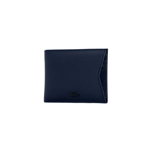 Men's Lacoste Foldable Blue Calfskin Wallet With Card Slots