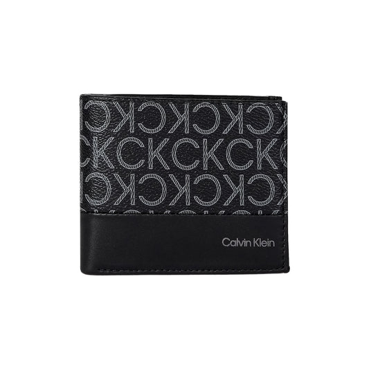 Men's Black Classic Mono Medium Bi-Fold Coin Wallet