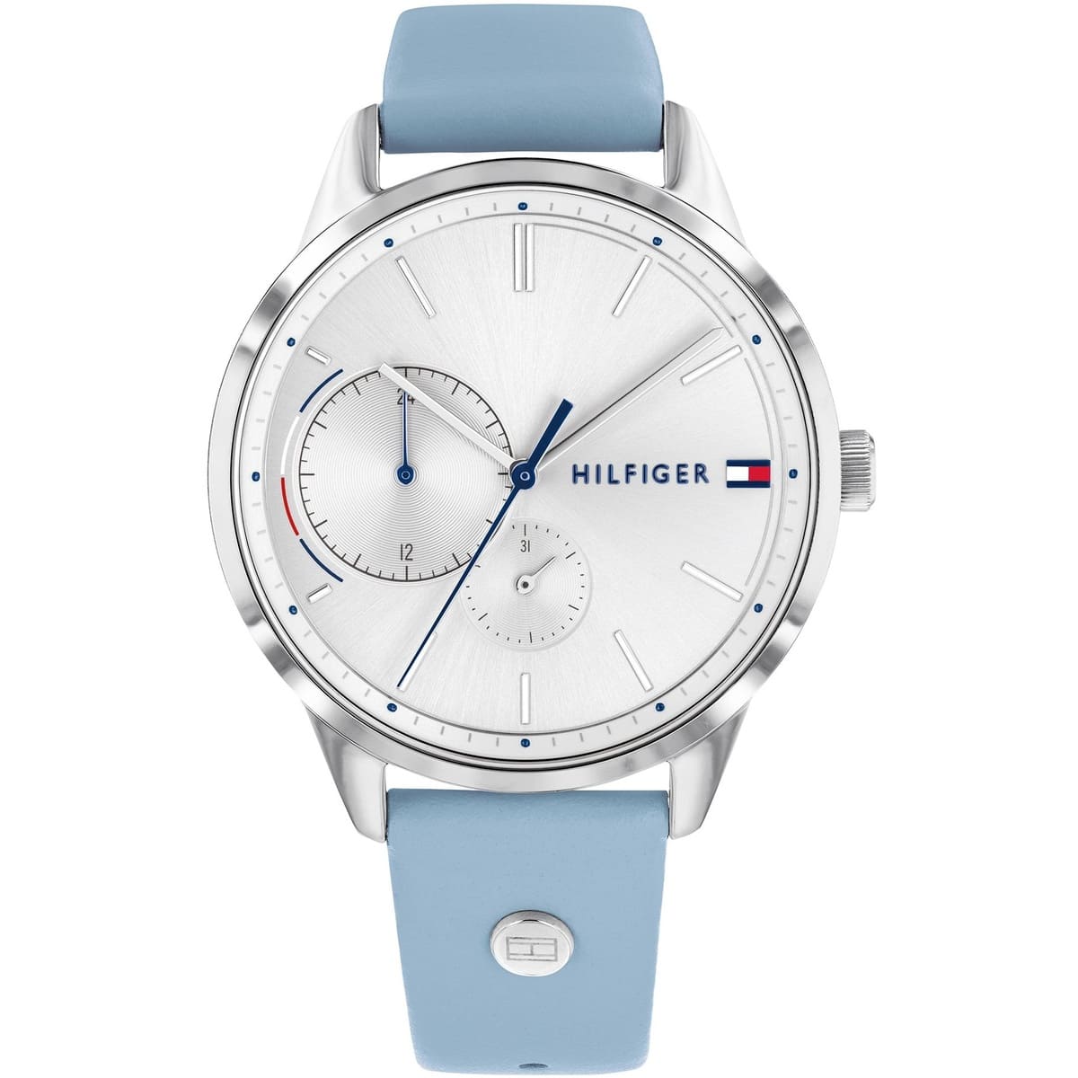 Tommy Hilfiger Leather Strap Baby Blue Women Watch | 1782023 – Ki jewelry