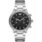 Black dial Men's Watch with stainless-steel silver strap