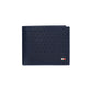 Tommy Men Navy Blue With Logo Pattern Two Fold Wallet