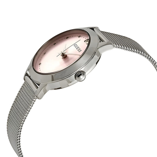 ساعة GUESS للسيدات باللون الفضي الكامل مع مينا كريستال | GW0470L1