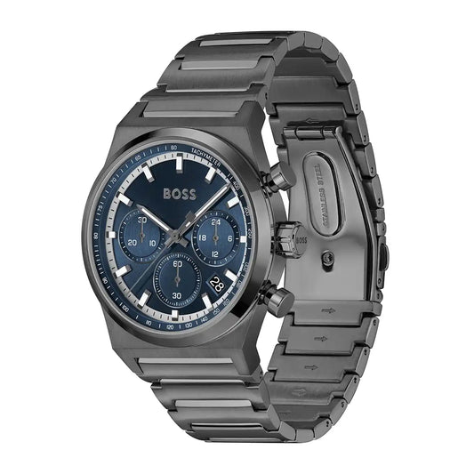 Boss Chronograph Men's Watch Blue Dial & Grey Band | 1514223