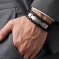 Emporio Armani Triple Layer Leather & Stainless Steel Men's Bracelet