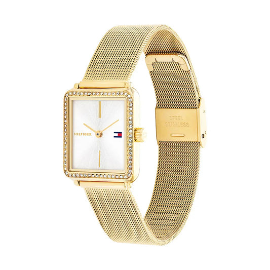 Tommy Hilfiger Women's Rectangular Gold & White Dial Watch | 1782829