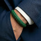 Genuine Leather Men's bracelet Green Color White Stitching