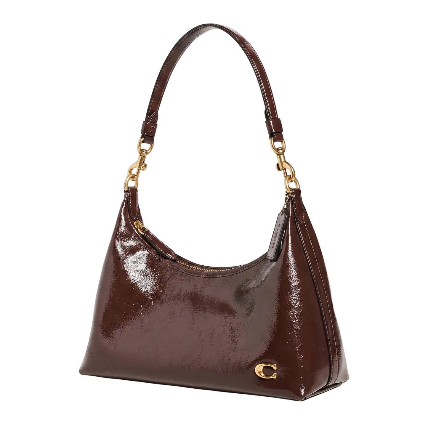 Authentic Coach Juliette Patent Leather Shoulder Bag - Dark Brown