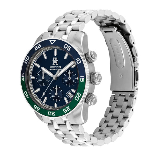 Tommy Hilfiger Men's TH85 Chronograph Watch | Blue Dial & Silver Steel 1792185