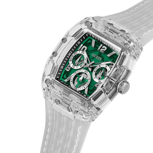 Guess Silicone Strap Men's Watch Green Dial | GW0499G8