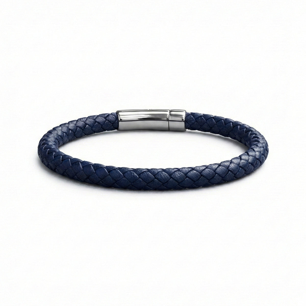 Premium Navy Woven Bracelet for Men with Silver Clasp