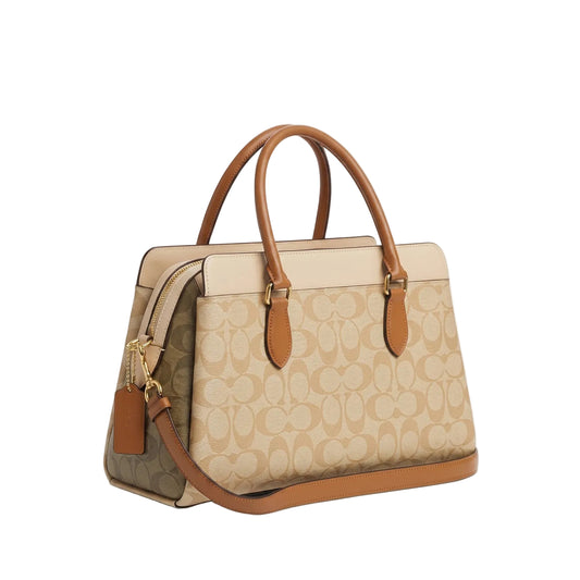 Authentic Coach Signature Canvas Satchel - Tan & Beige