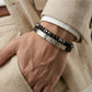 Tommy Hilfiger Men's Double Layer Leather & Beaded Stainless Steel Bracelet
