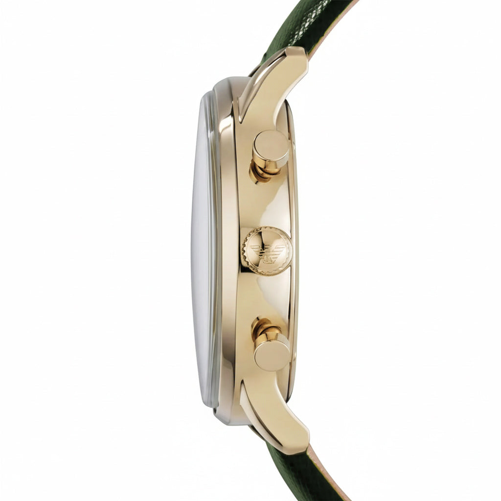 Green Leather Strap with Gold Dial Men's Watch | Emporio Armani AR1722